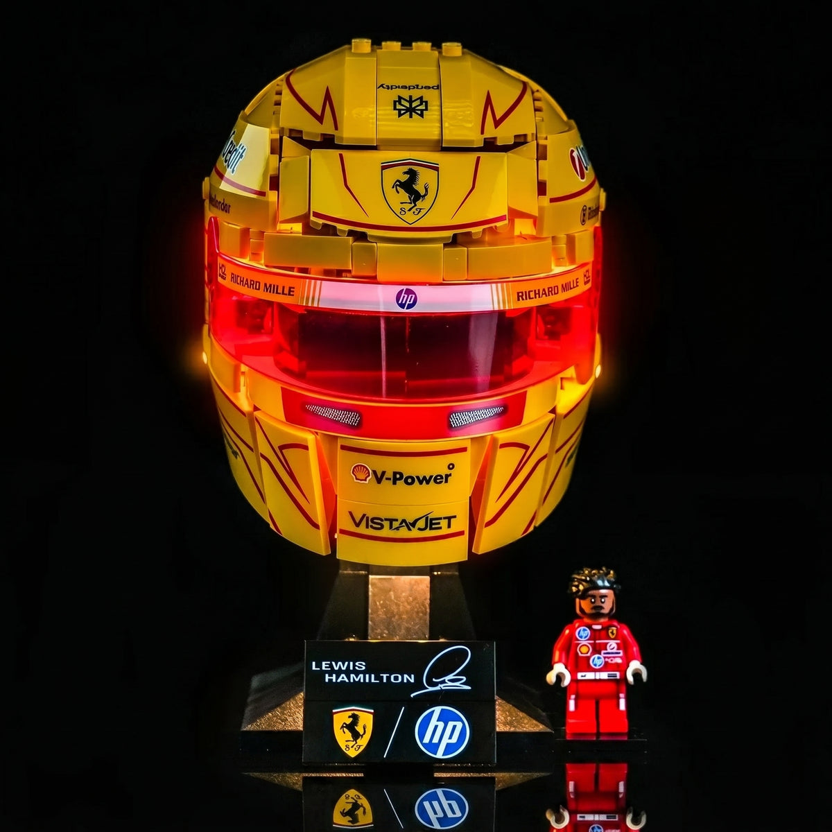 light kit for LEGO® Editions Scuderia Ferrari Lewis Hamilton Helmet #43022, LED kit powered on