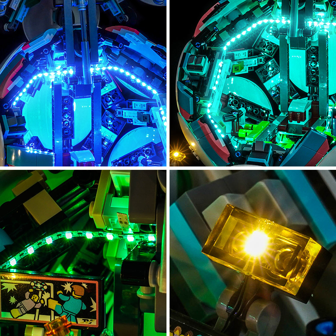 LEGO® Editions Soccer Ball #43019 showcase lighting view, with the premium LED light kit