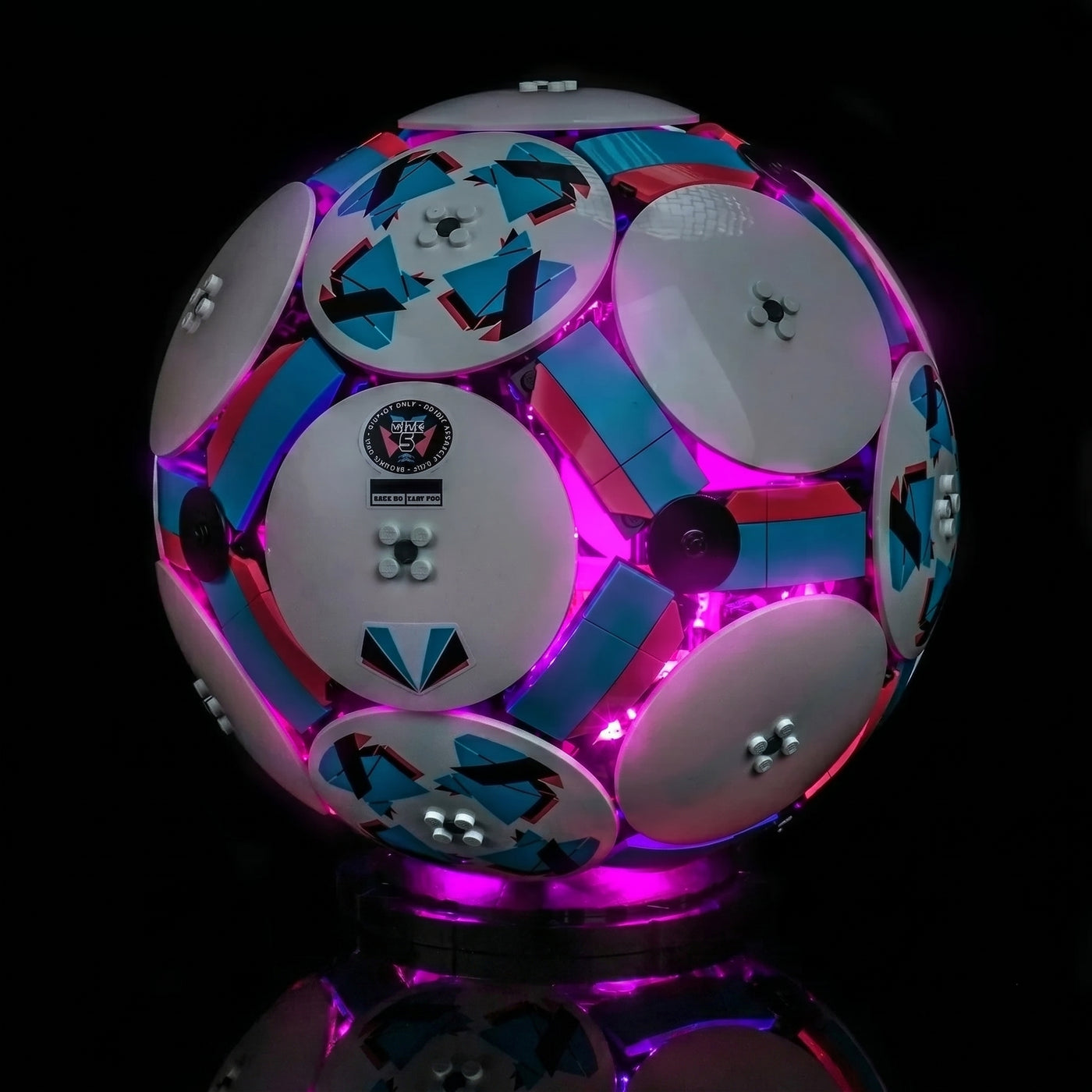 Bright My Bricks USB-powered LED light kit for LEGO® Editions Soccer Ball #43019 — close-up of the LED lighting detail
