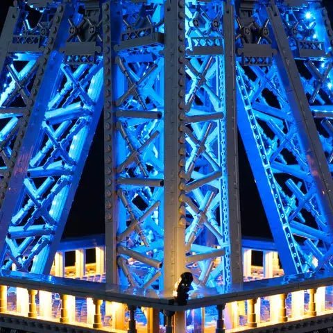 LEGO® Eiffel Tower #10307 — installed and glowing (RGB LED light kit)