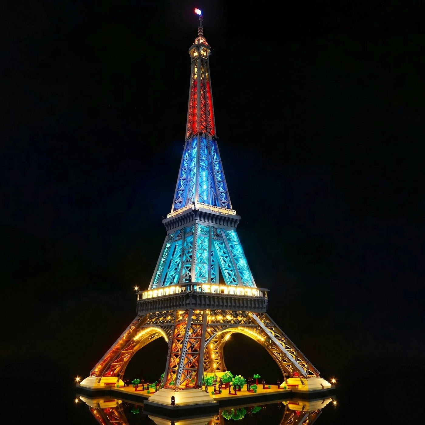 Bright My Bricks LED light kit for LEGO® Eiffel Tower #10307 — warm LED glow detail