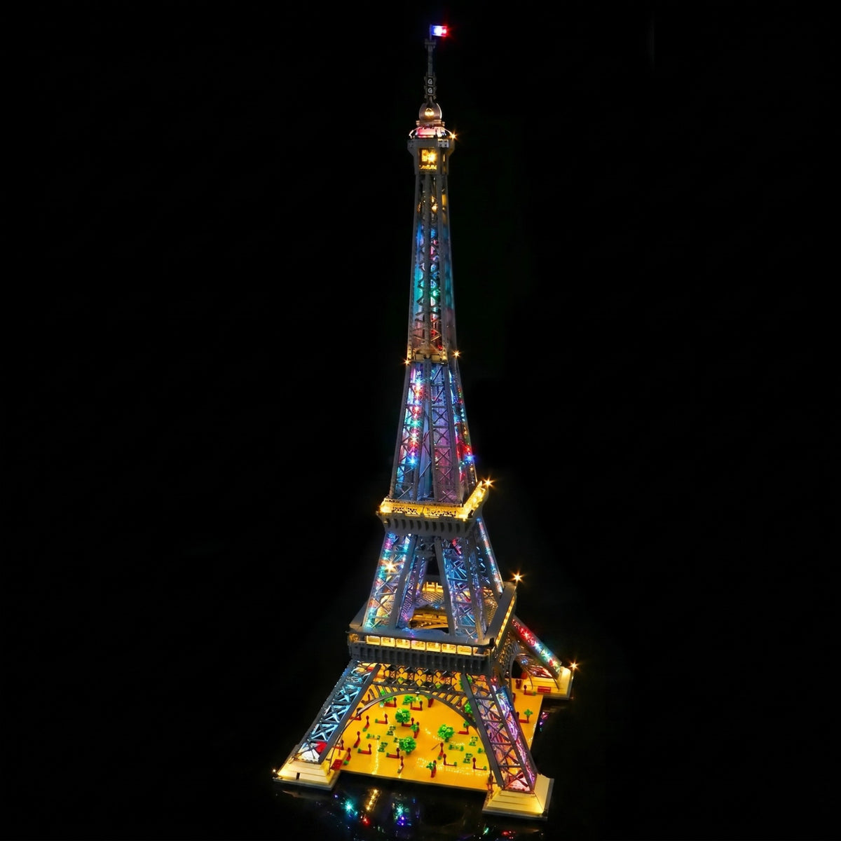 DIY LED light kit for LEGO® Eiffel Tower #10307, warm LED glow detail