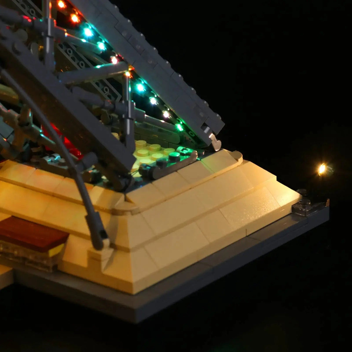 LEGO® Eiffel Tower #10307 — display lighting in a dark room (light kit)