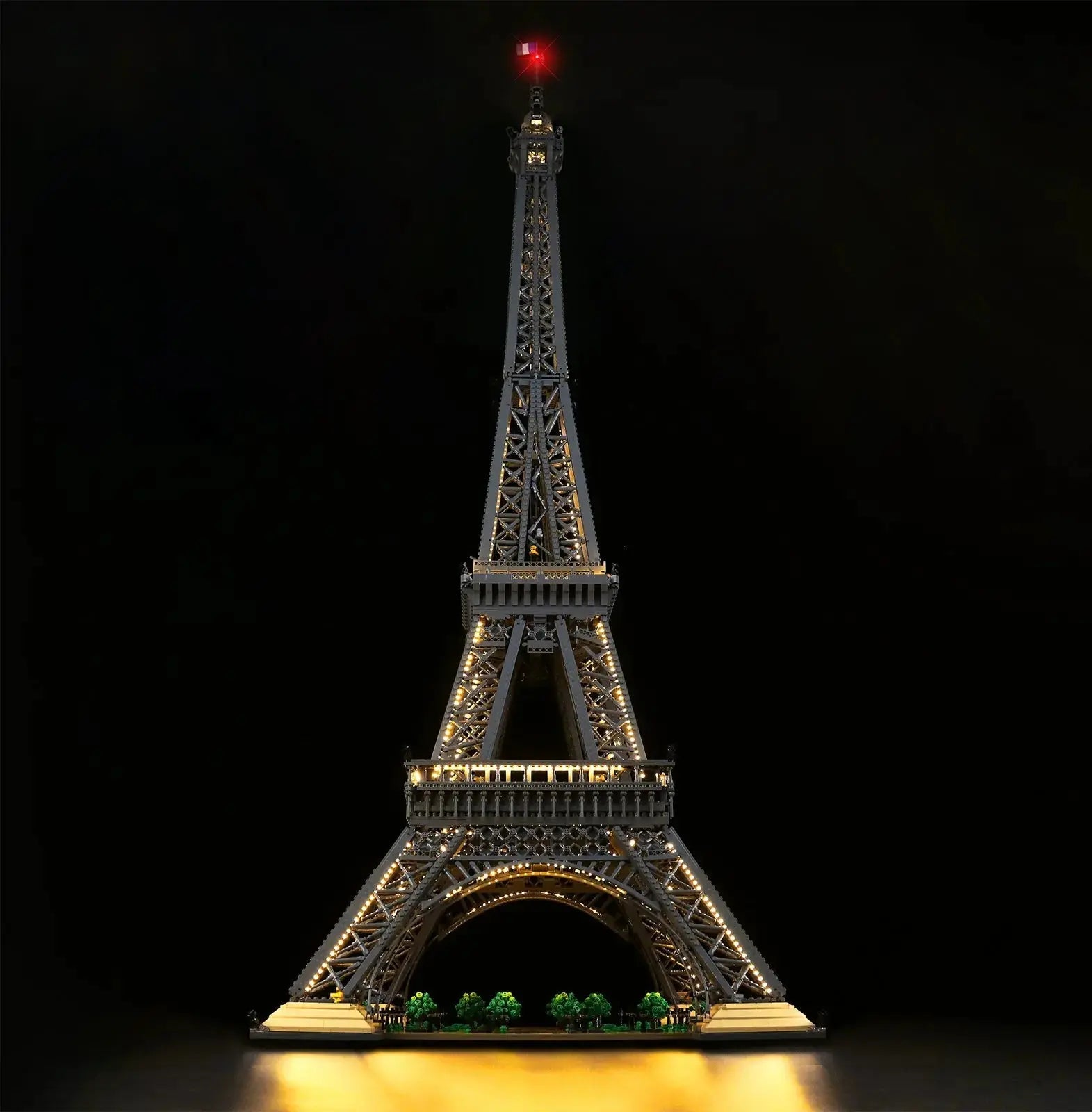 Close-up of LED lights on LEGO Eiffel Tower Standard Version #10307