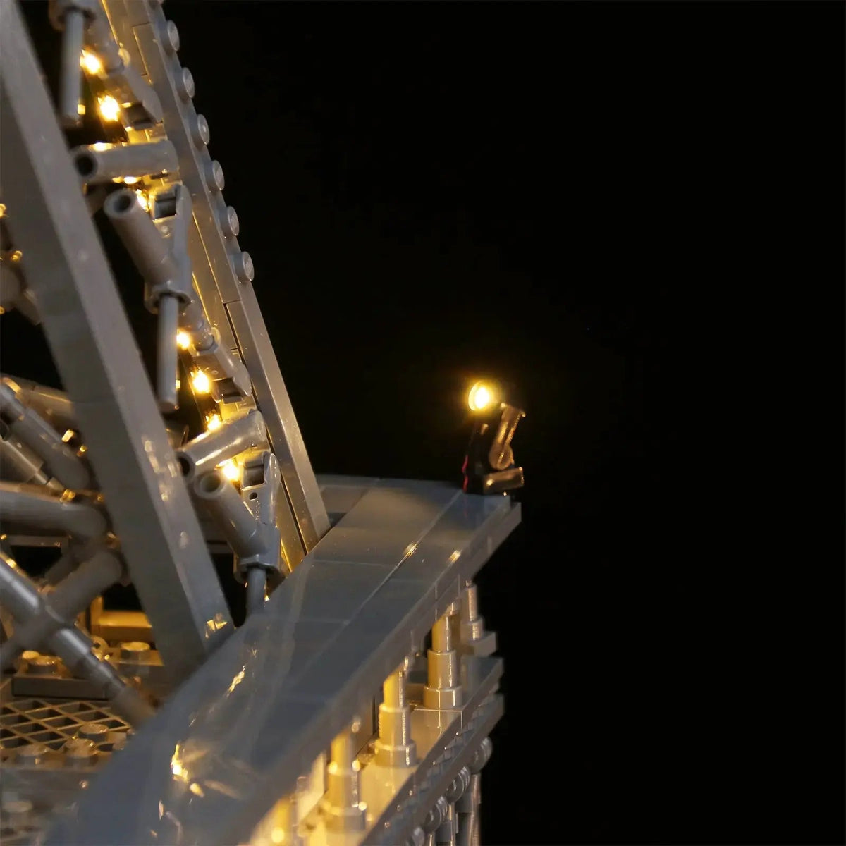 USB-powered LED light kit for LEGO® Eiffel Tower Standard Version #10307, showcase lighting view