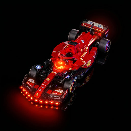 illuminated at night: Bright My Bricks premium LED light kit for LEGO® Ferrari SF-24 F1 Race Car #77242