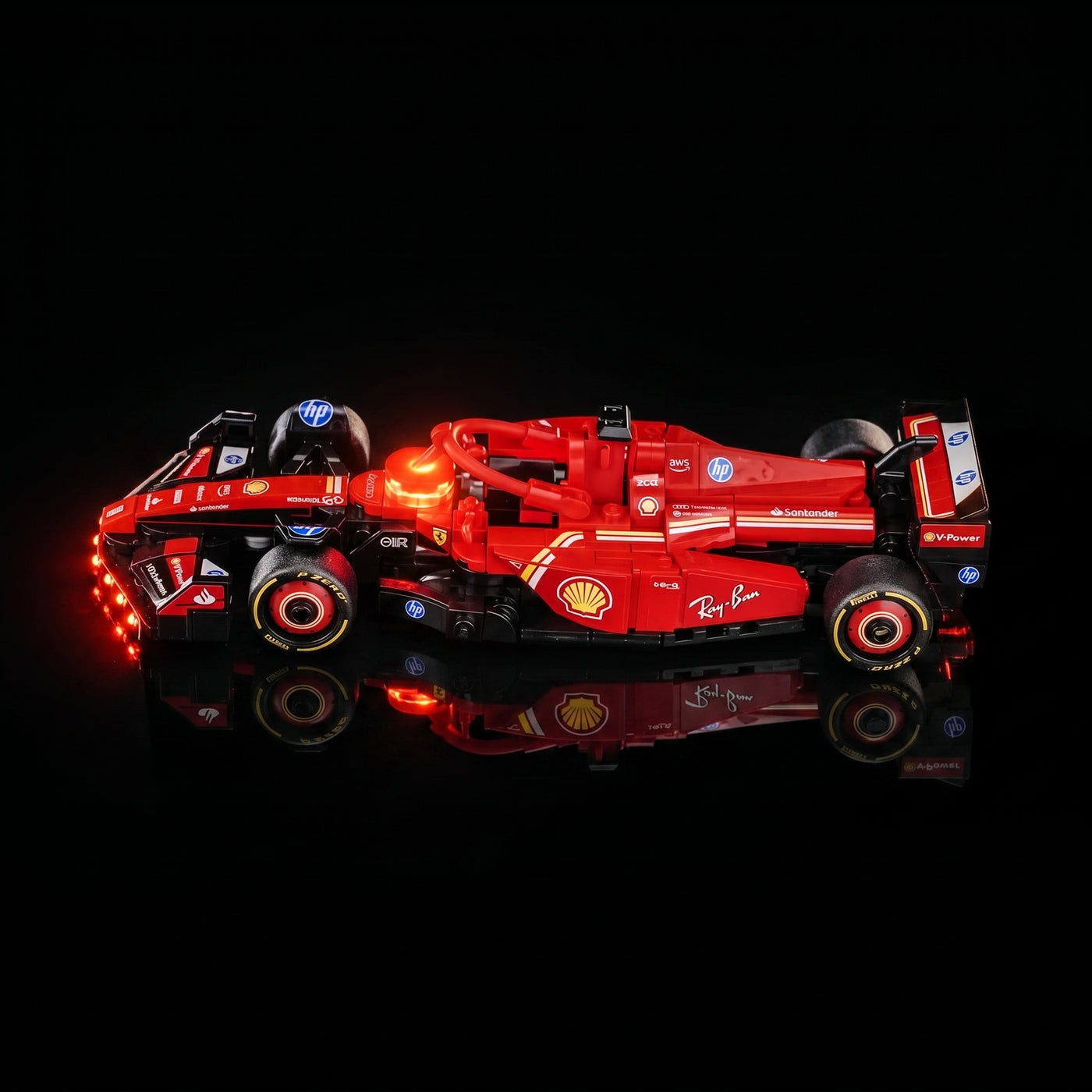 lighting effect on the build: Bright My Bricks premium LED light kit for LEGO® Ferrari SF-24 F1 Race Car #77242