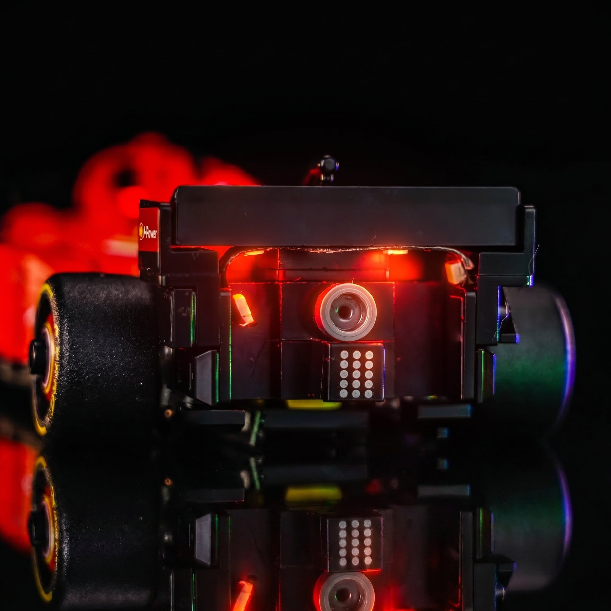 USB-powered LED light kit for LEGO® Ferrari SF-24 F1 Race Car #77242, close-up of the LED lighting detail