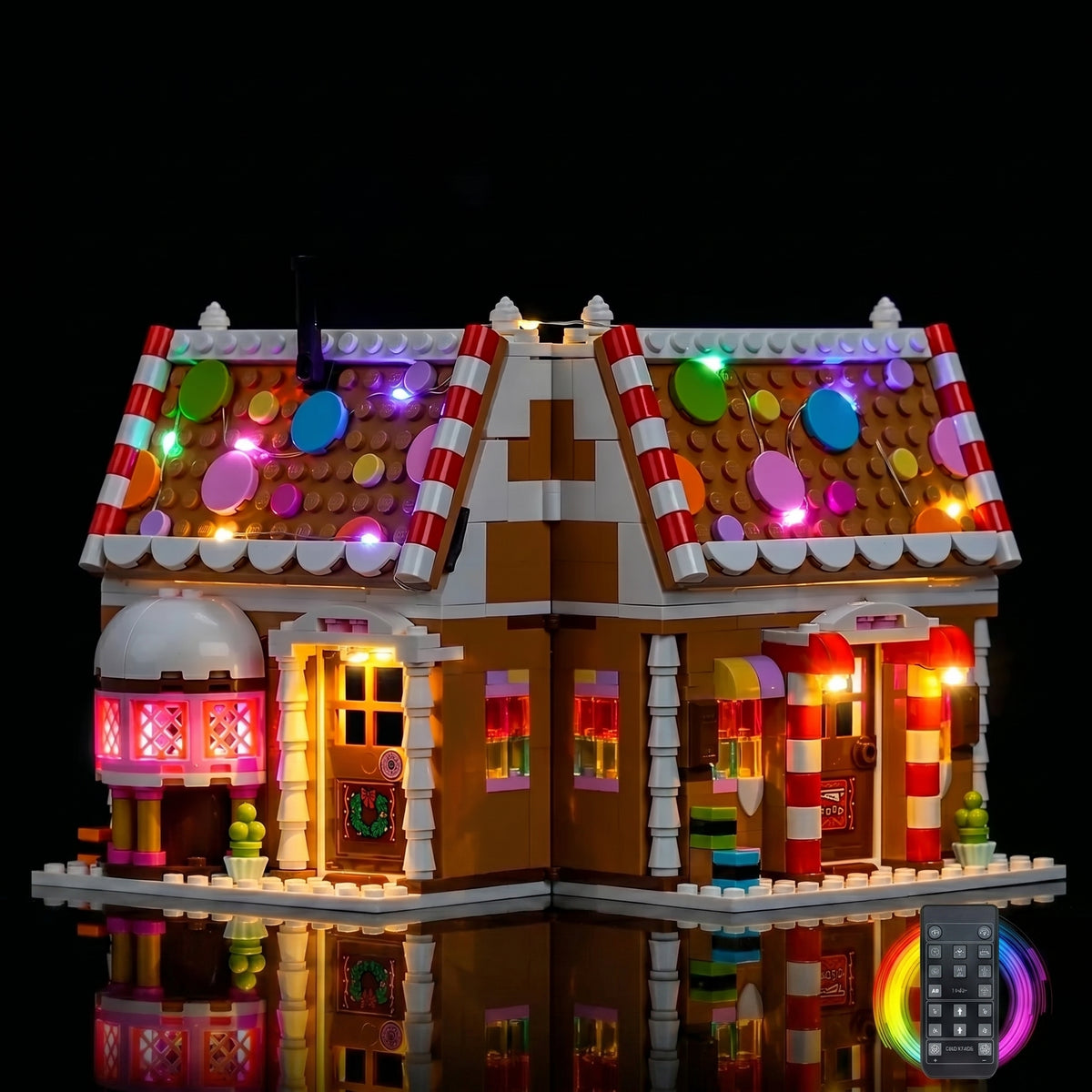 display lighting in a dark room: Bright My Bricks LED lighting kit for LEGO® Festive Gingerbread House #40809