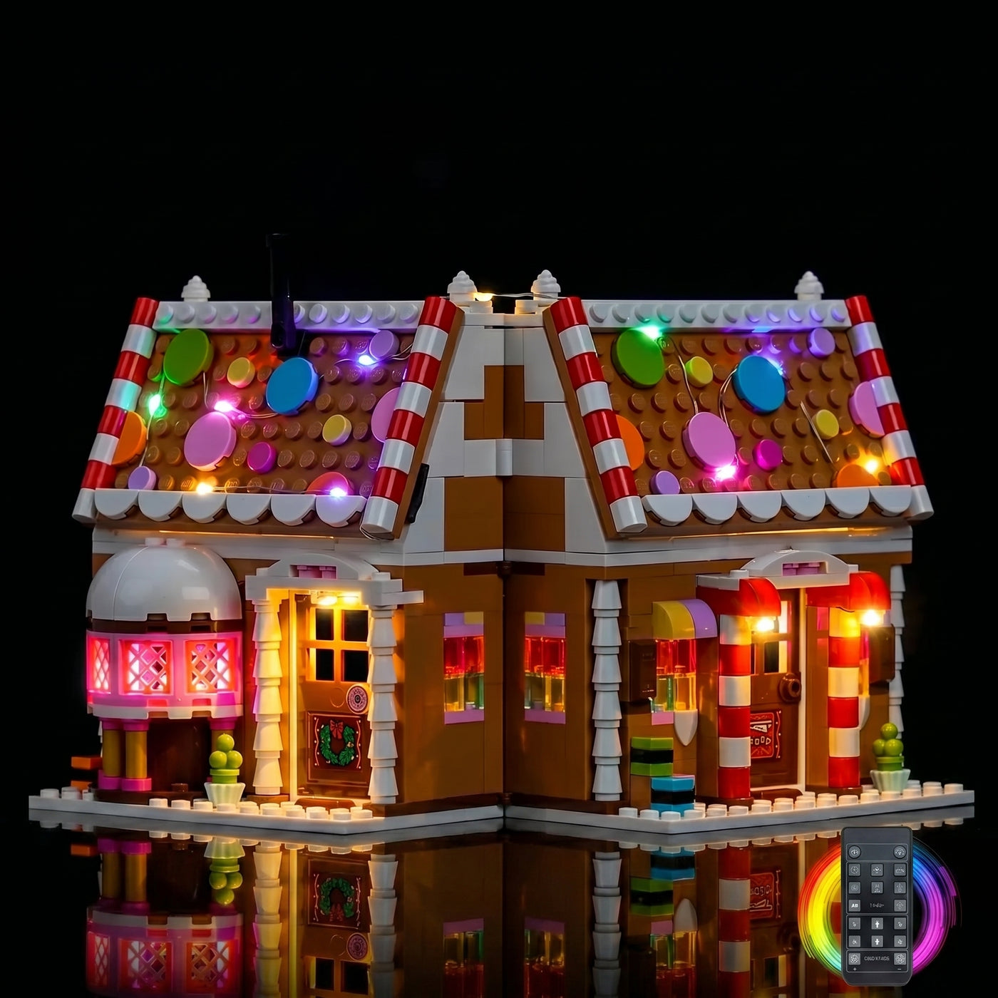 display lighting in a dark room: Bright My Bricks LED lighting kit for LEGO® Festive Gingerbread House #40809