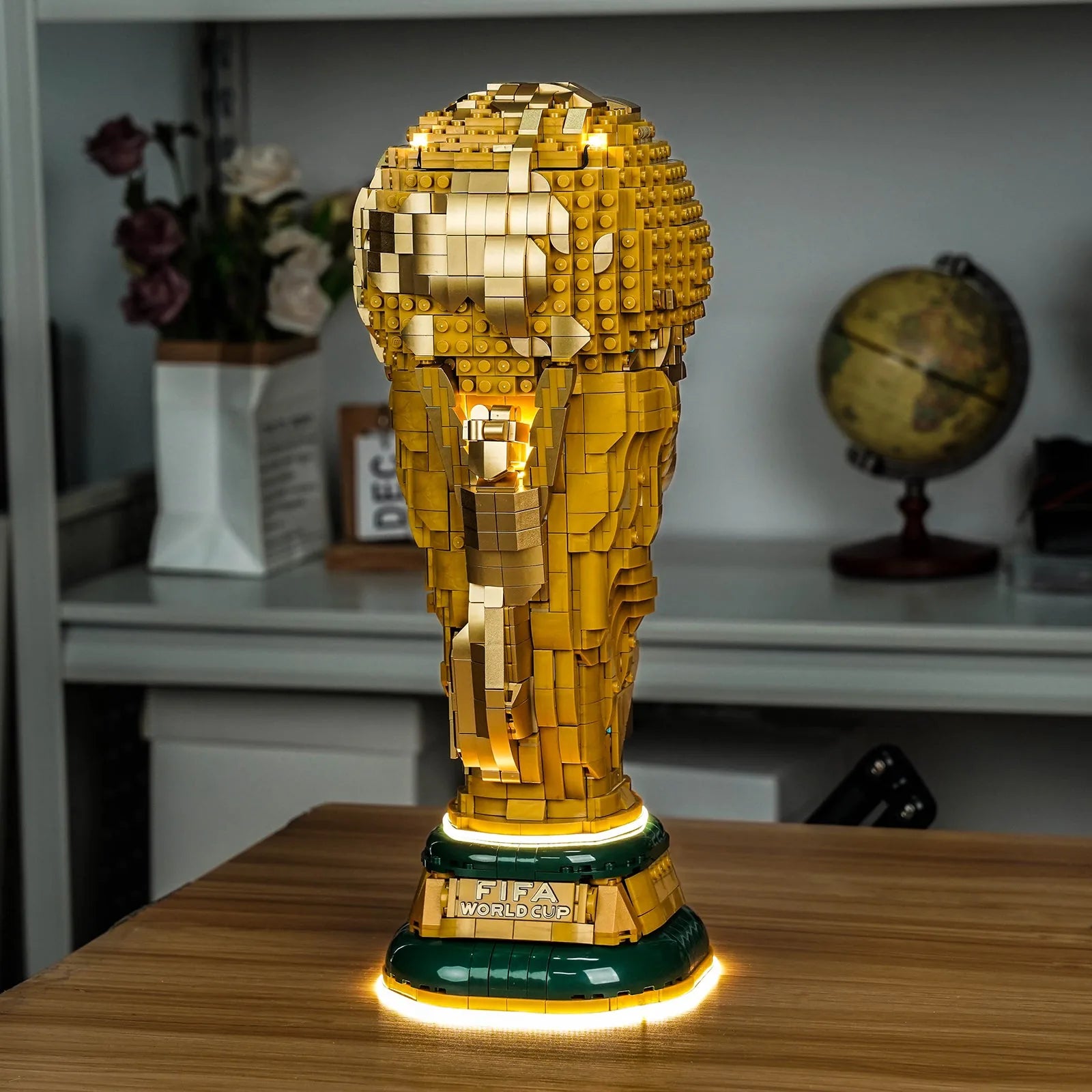 LEGO FIFA World Cup Official Trophy #43020 with LED lights installed