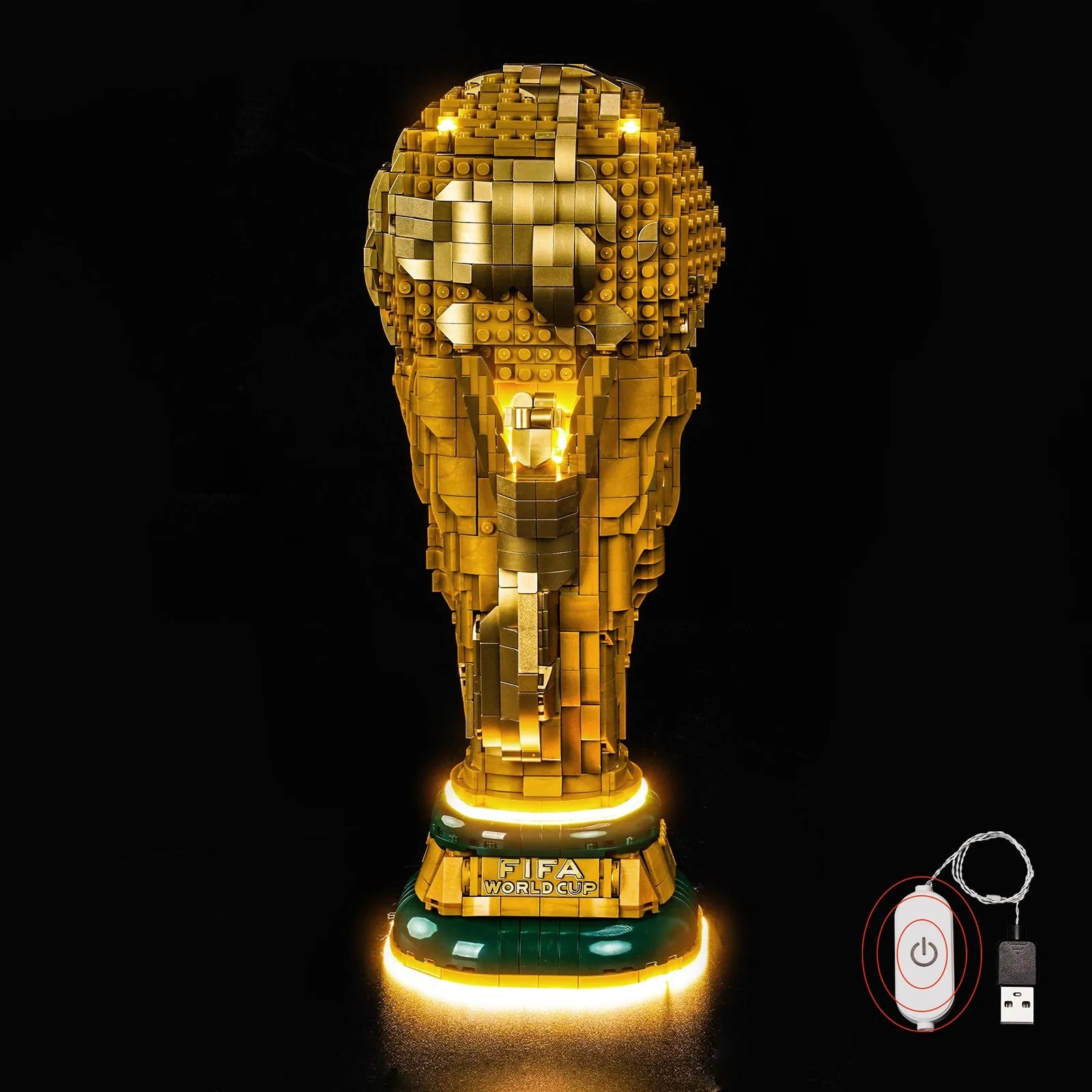 LEGO FIFA World Cup Official Trophy #43020 lit up - front angle