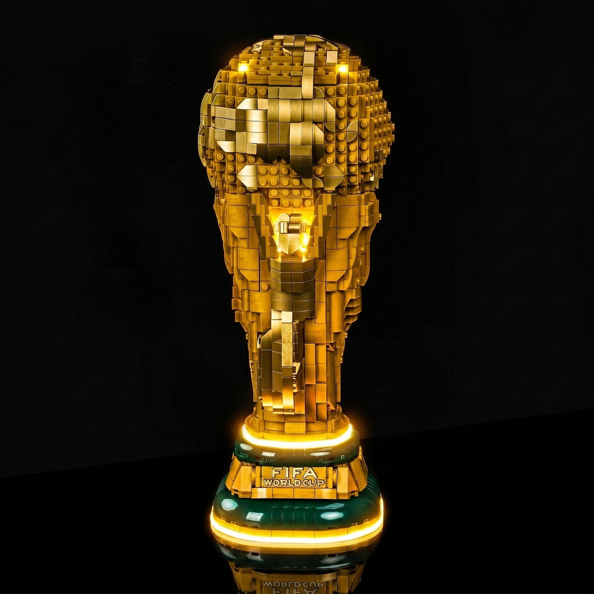 fully illuminated on display: Bright My Bricks light kit for LEGO® FIFA World Cup Official Trophy #43020