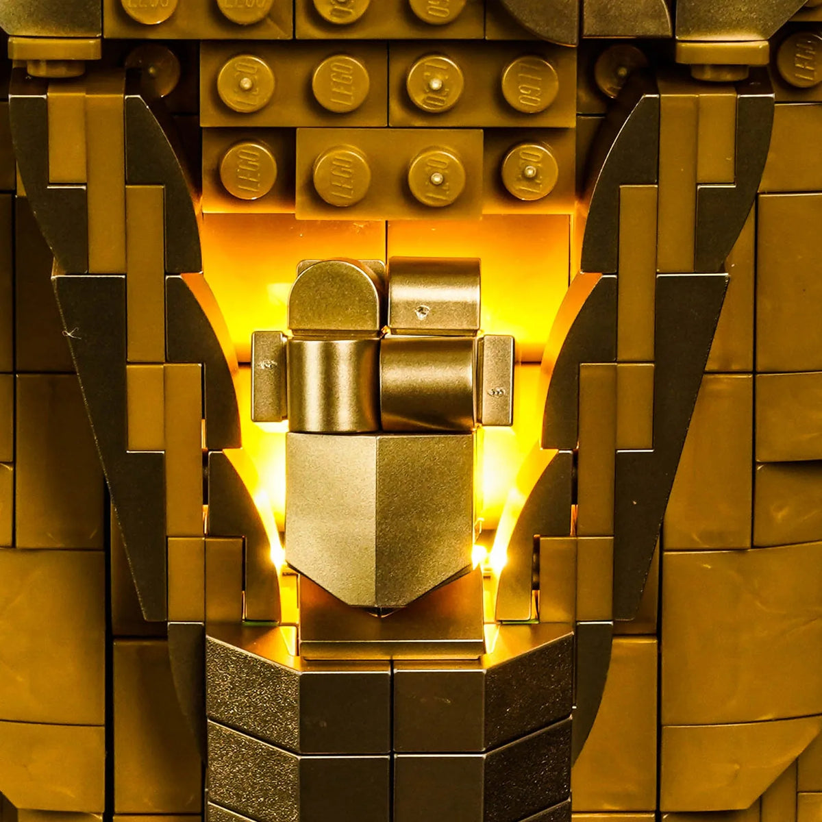 LEGO® FIFA World Cup Official Trophy #43020 warm LED glow detail, with the premium LED light kit