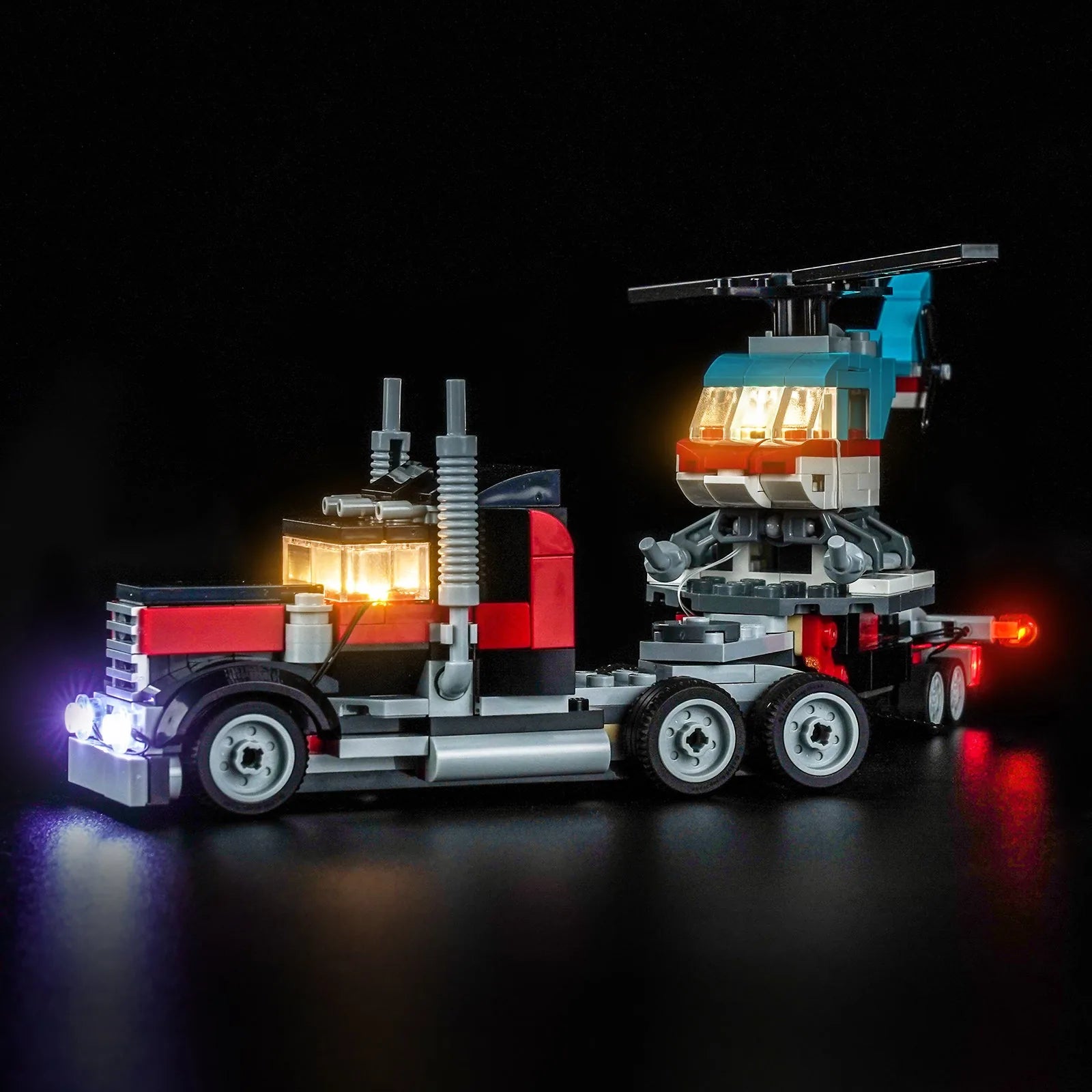 LEGO Flatbed Truck with Helicopter #31146 with premium LED kit