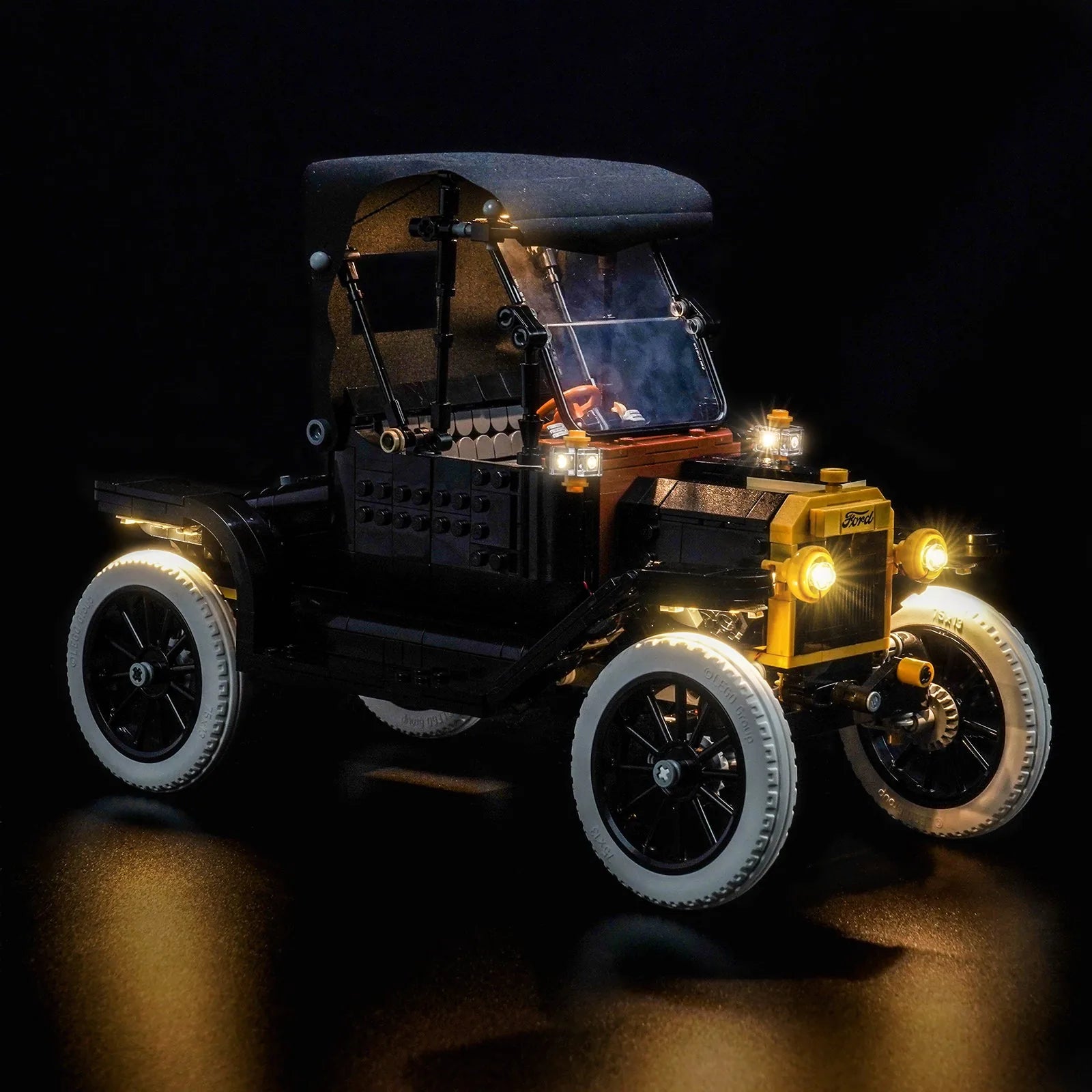 LEGO Ford Model T #11376 illuminated at night