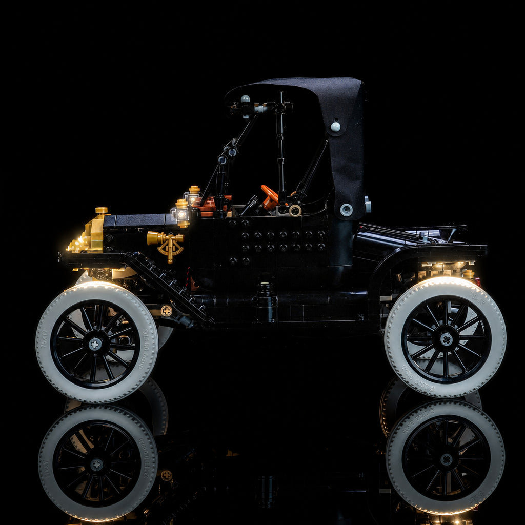 LEGO® Ford Model T #11376 — illuminated at night (light kit)