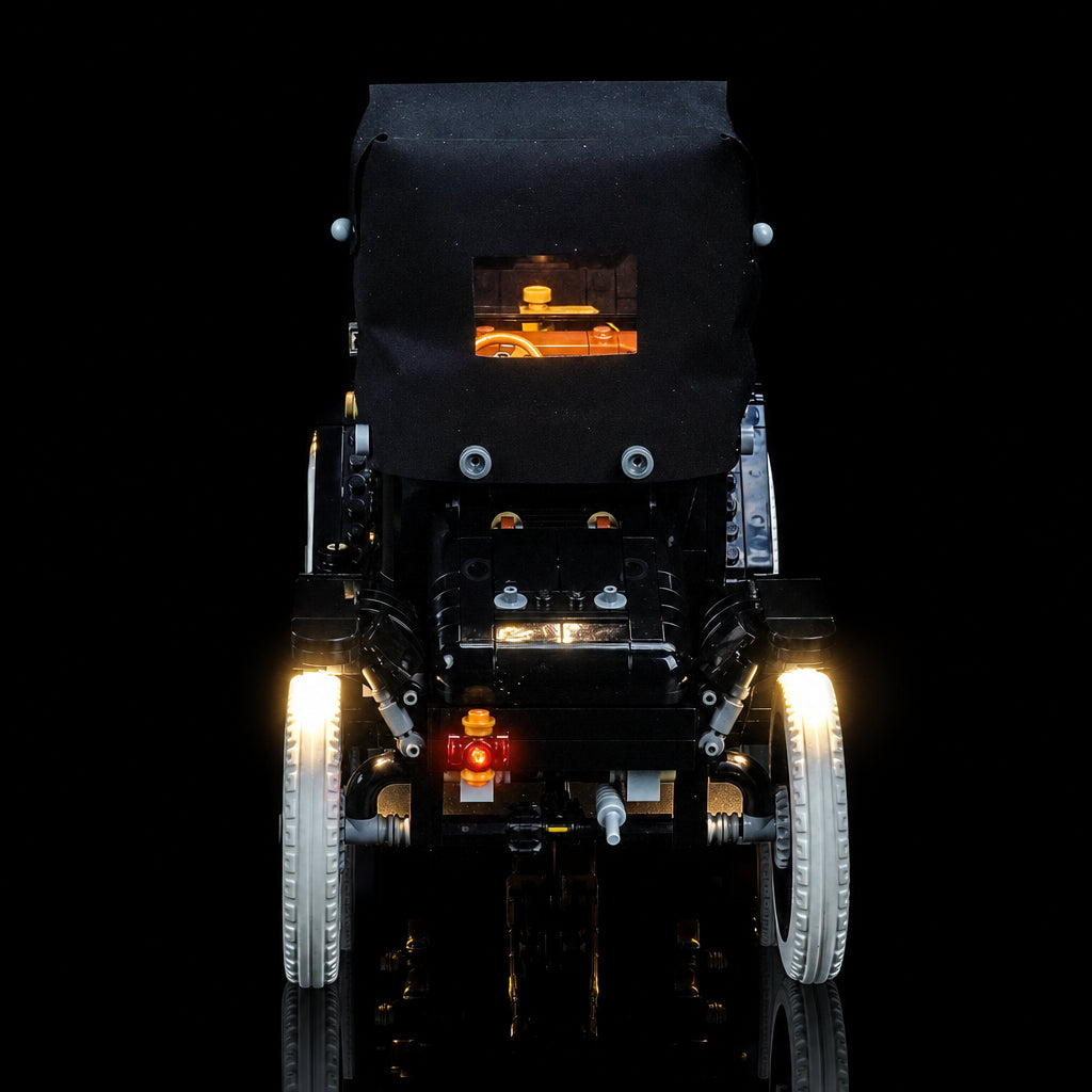 LEGO® Ford Model T #11376 close-up of the LED lighting detail, with the premium LED light kit