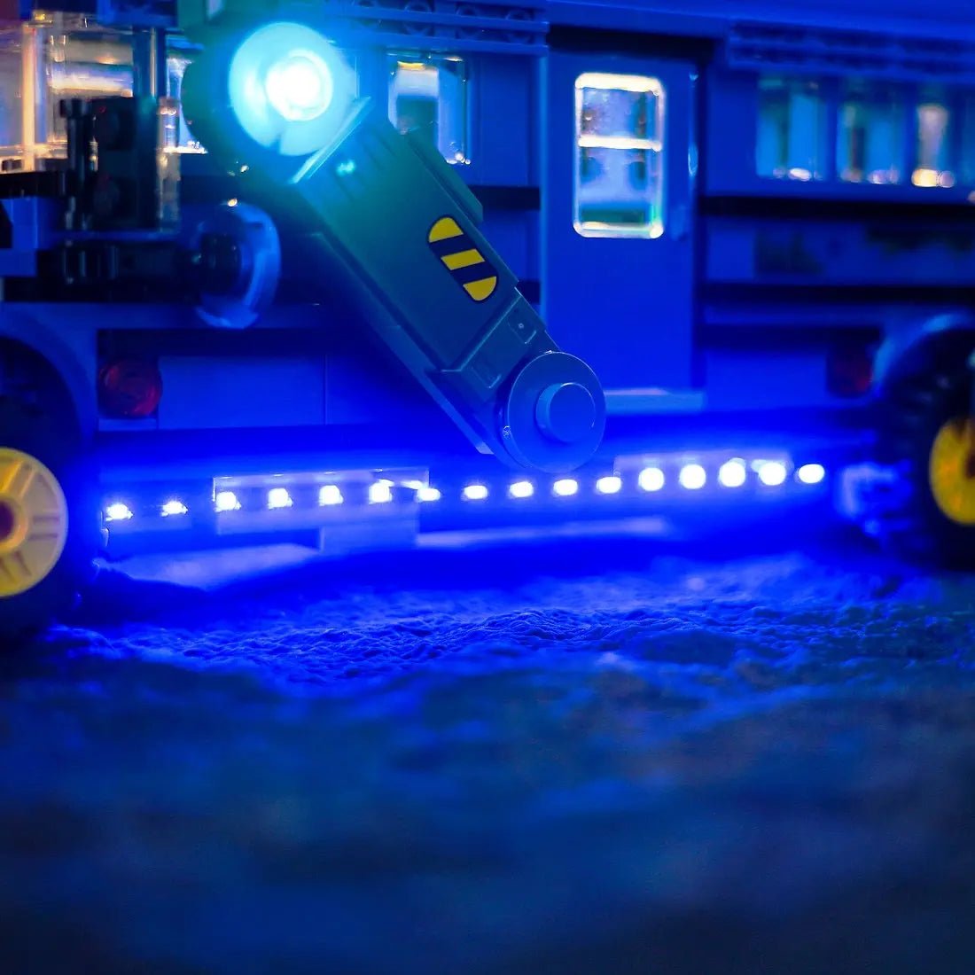 illuminated at night: Bright My Bricks LED lighting kit for LEGO® Fortnite Battle Bus #77073
