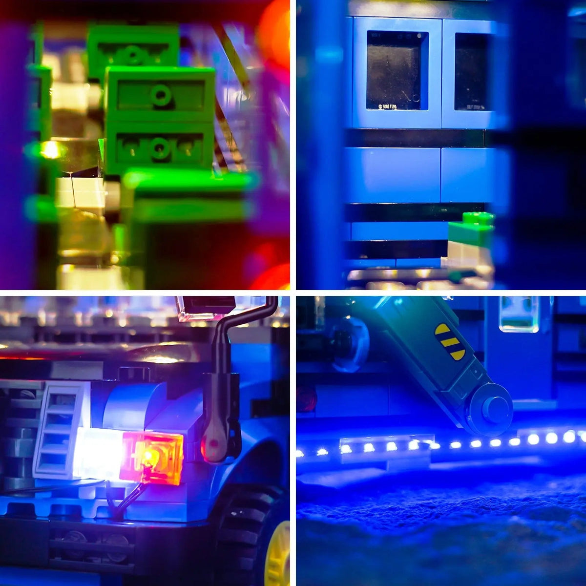 LEGO® Fortnite Battle Bus #77073 — fully illuminated on display (DIY LED light kit)