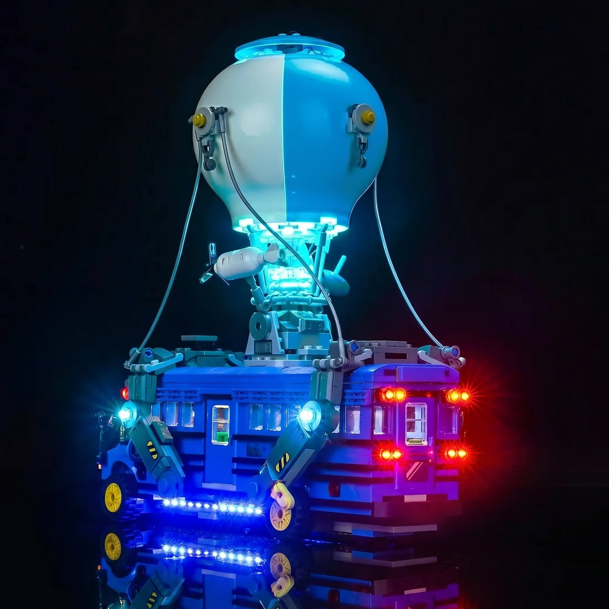 custom LED lighting for LEGO® Fortnite Battle Bus #77073, lighting effect on the build
