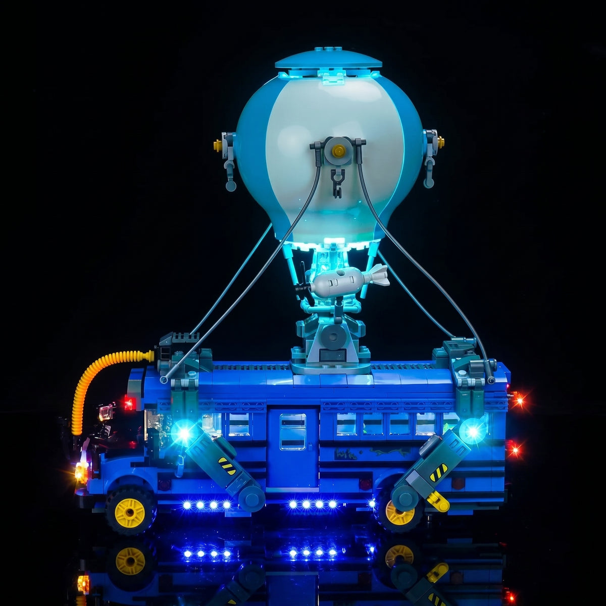 LEGO® Fortnite Battle Bus #77073 — warm LED glow detail (RGB LED light kit)