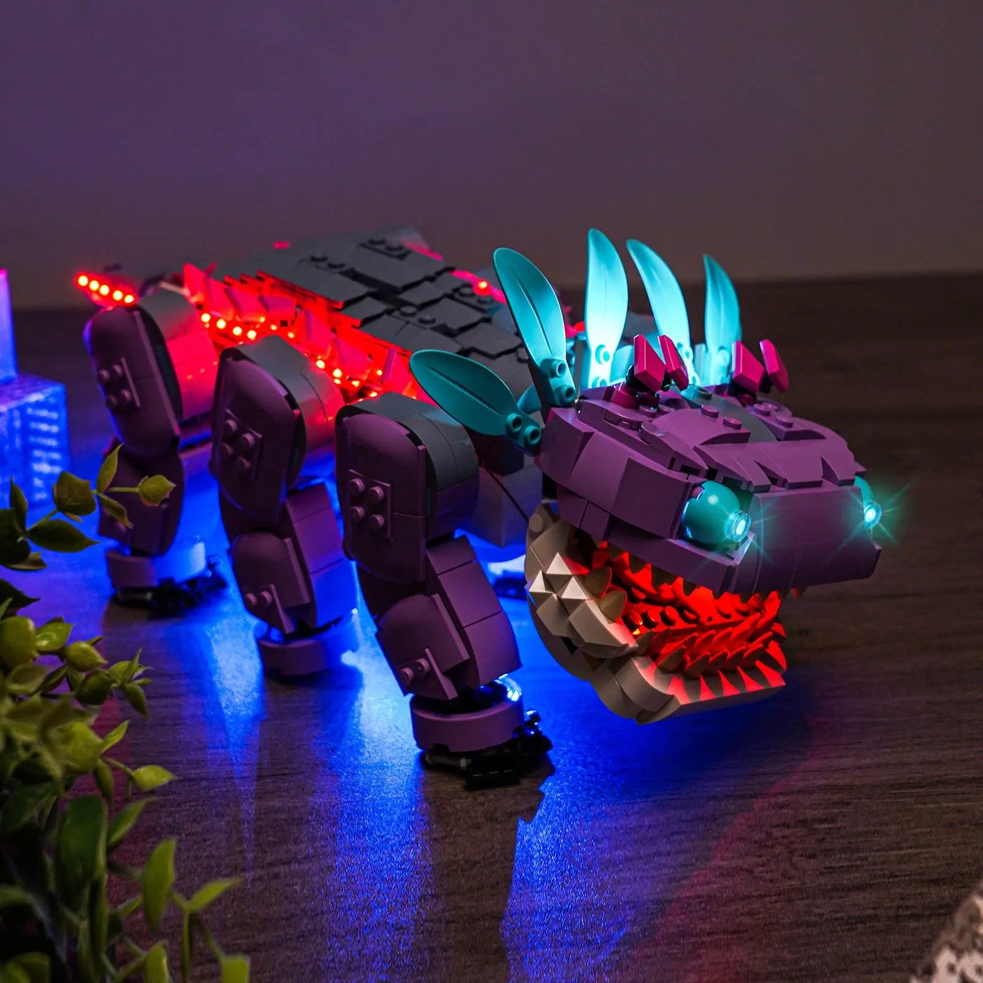 LEGO® Fortnite Klombo #77077 — LED kit powered on (RGB LED light kit)