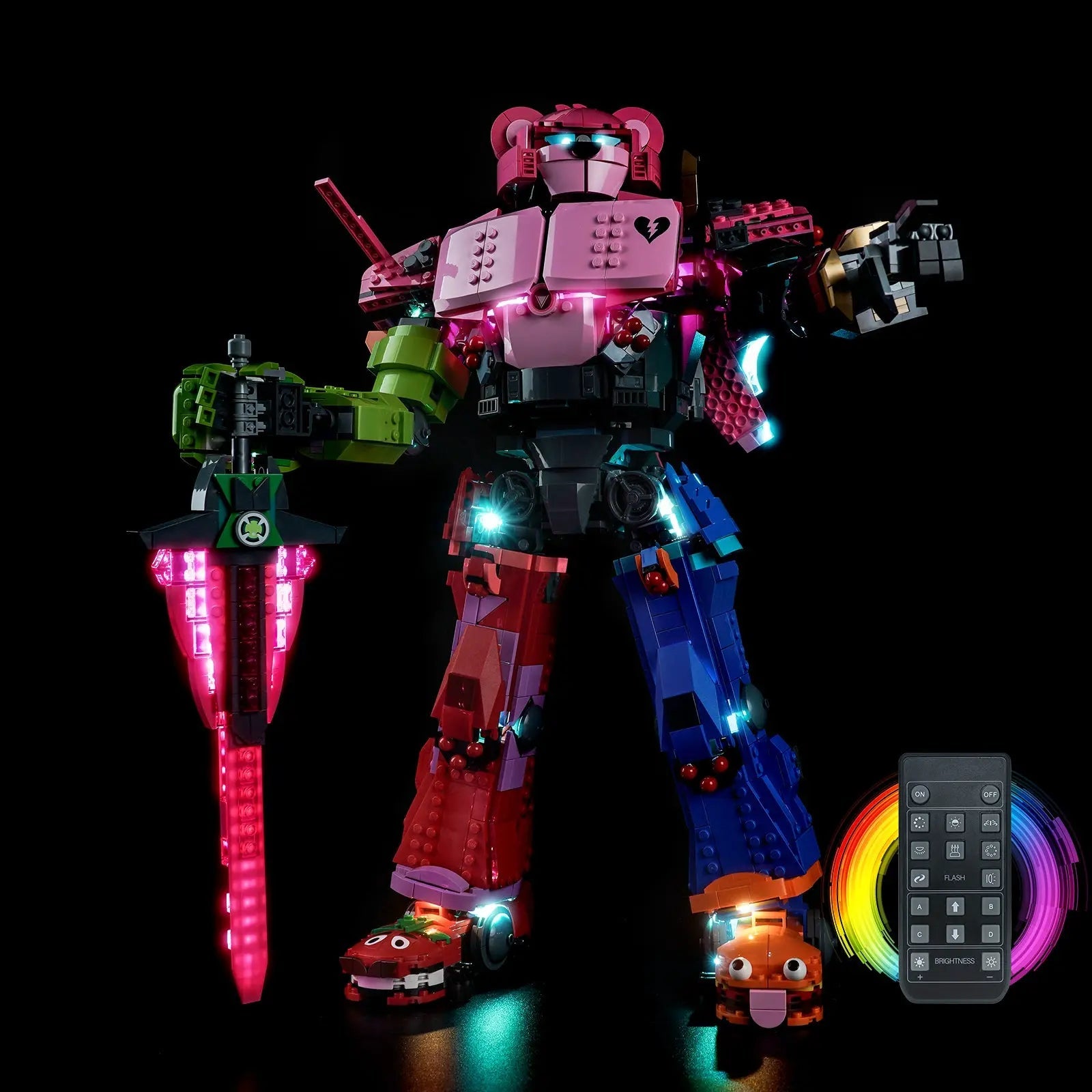 LEGO Fortnite Mecha Team Leader #77078 with LED lights installed