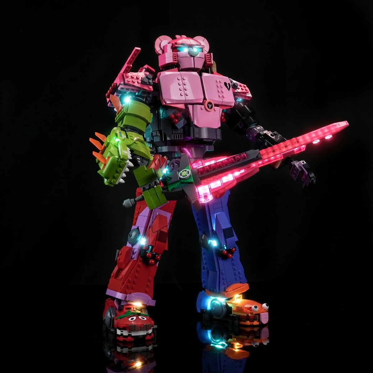 USB-powered LED light kit for LEGO® Fortnite Mecha Team Leader #77078, LED kit powered on