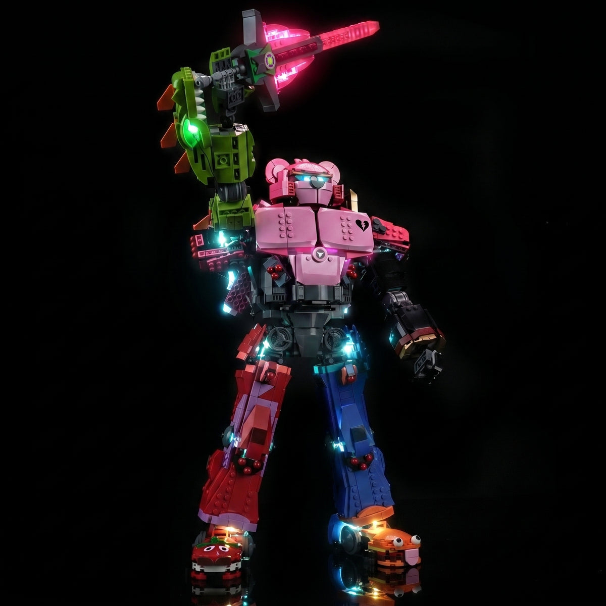 Bright My Bricks USB-powered LED light kit for LEGO® Fortnite Mecha Team Leader #77078 — showcase lighting view