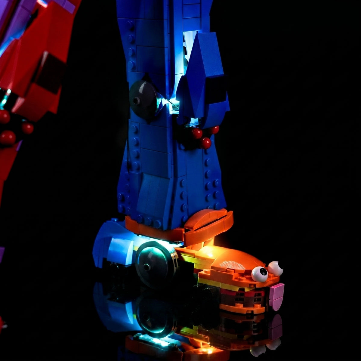 Bright My Bricks LED lights for LEGO® Fortnite Mecha Team Leader #77078 — illuminated at night
