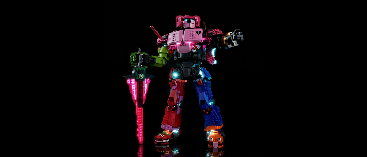 LED-Beleuchtungsset für LEGO® Mecha-Anführer #77078 — lit with the LED light kit