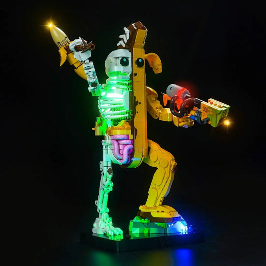 illuminated at night: Bright My Bricks LED lighting kit for LEGO® Fortnite Peely Bone #77072