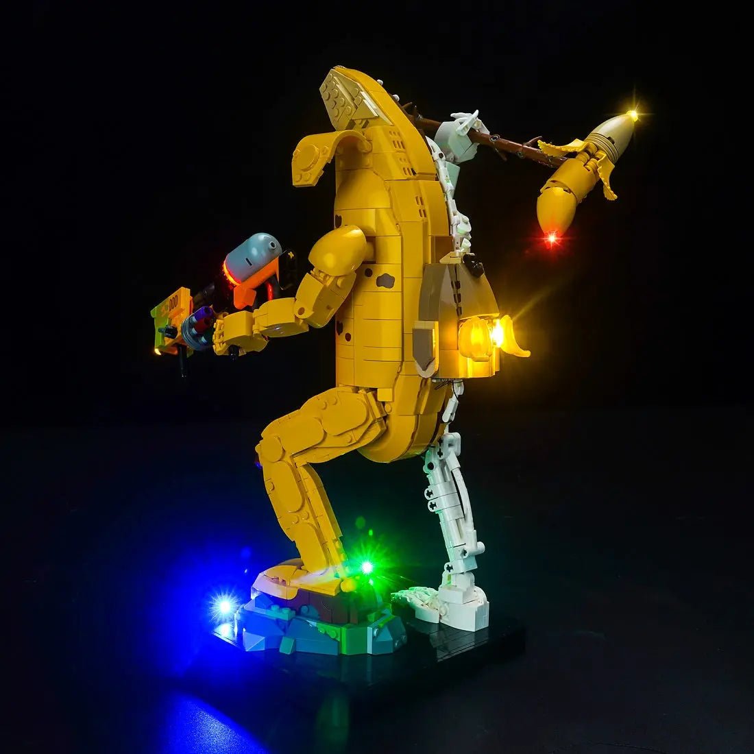 Bright My Bricks premium LED light kit for LEGO® Fortnite Peely Bone #77072 — illuminated at night