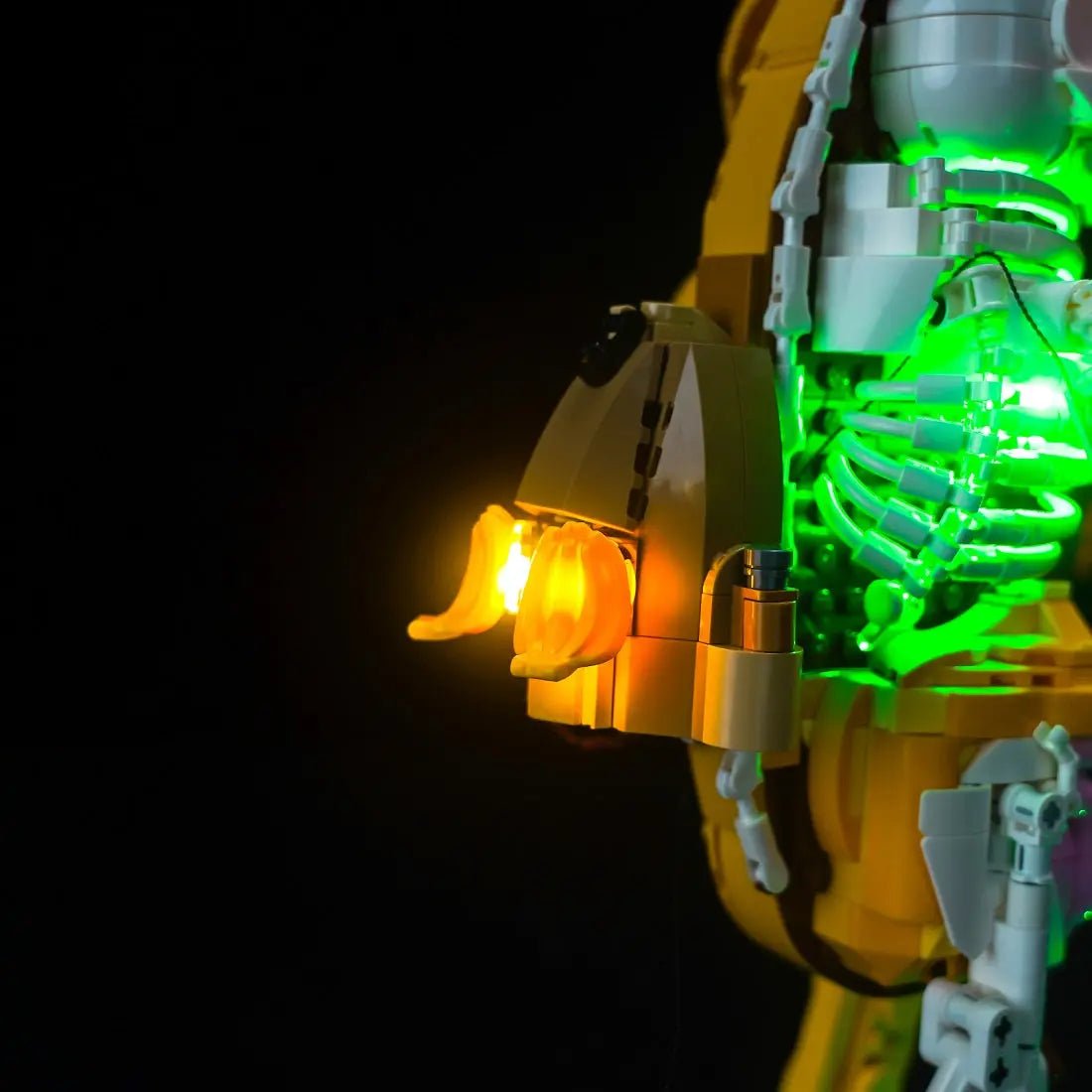 illuminated at night: Bright My Bricks USB-powered LED light kit for LEGO® Fortnite Peely Bone #77072
