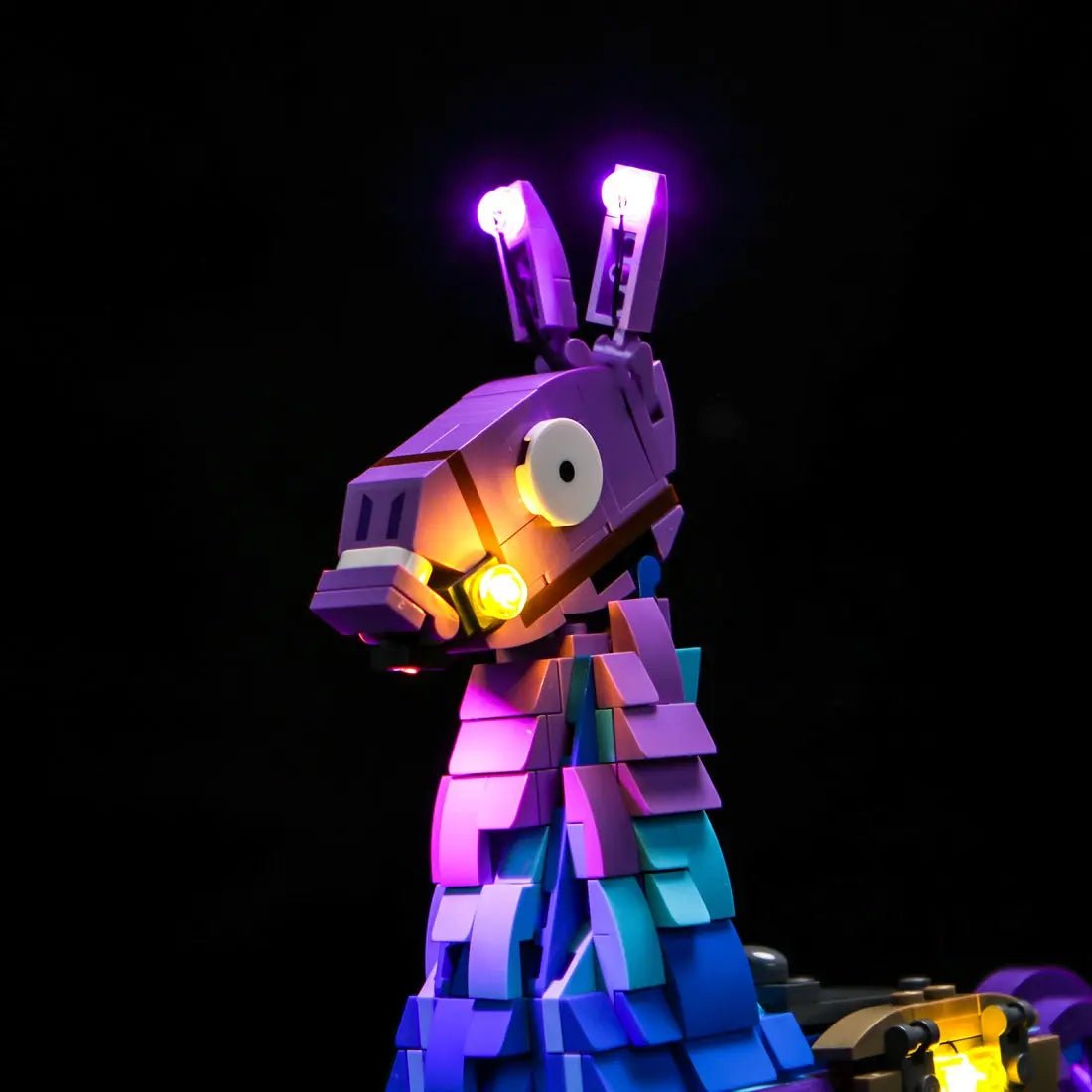 LED strips and bricks detail: Bright My Bricks light kit for LEGO® Fortnite Supply Llama #77071