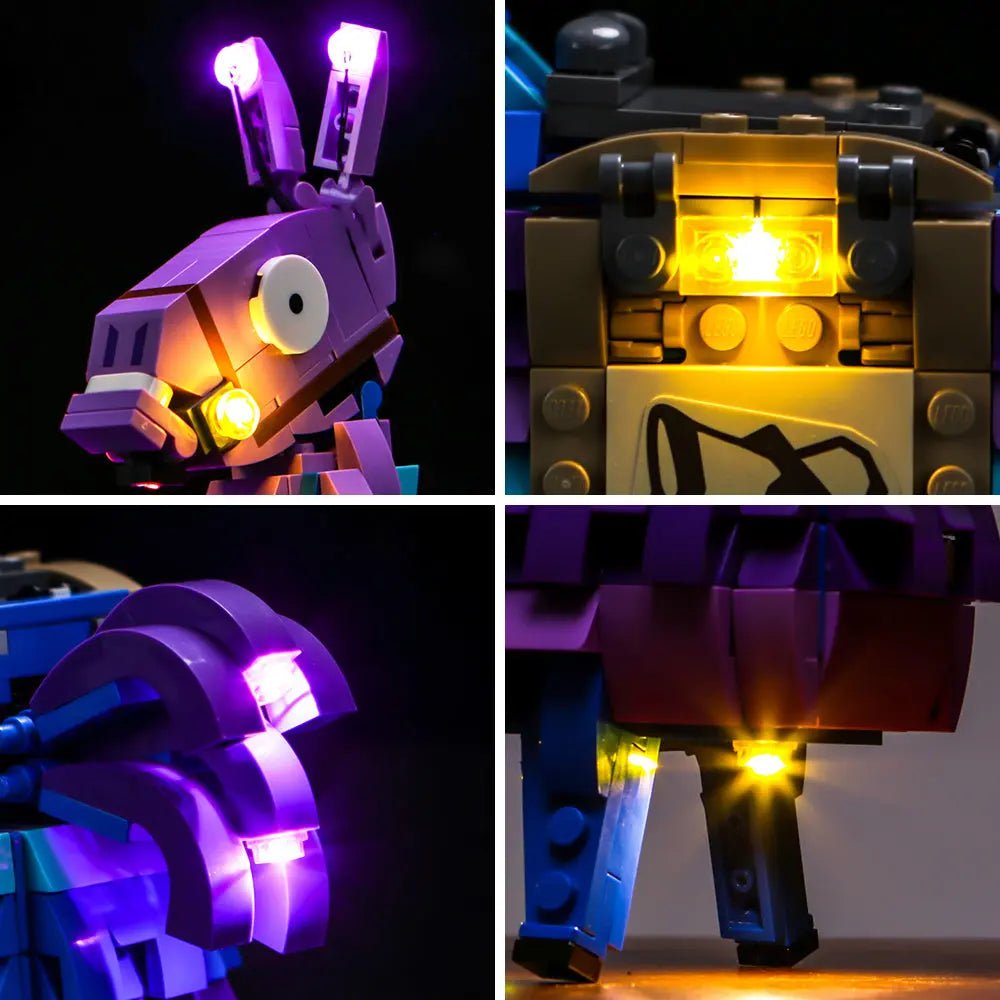 LEGO® Fortnite Supply Llama #77071 — display lighting in a dark room (RGB LED light kit)