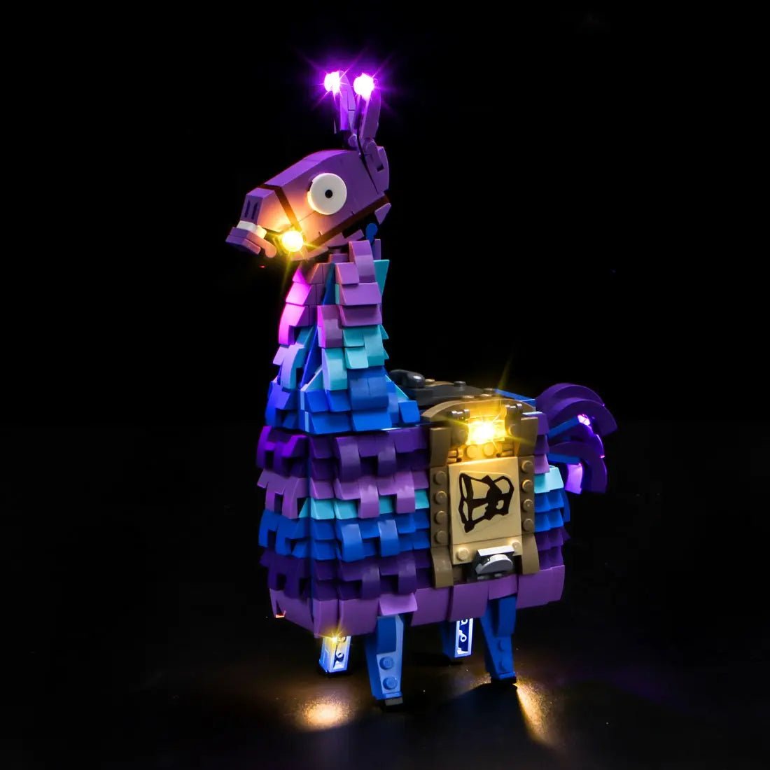 LEGO Fortnite Supply Llama #77071 illuminated at night