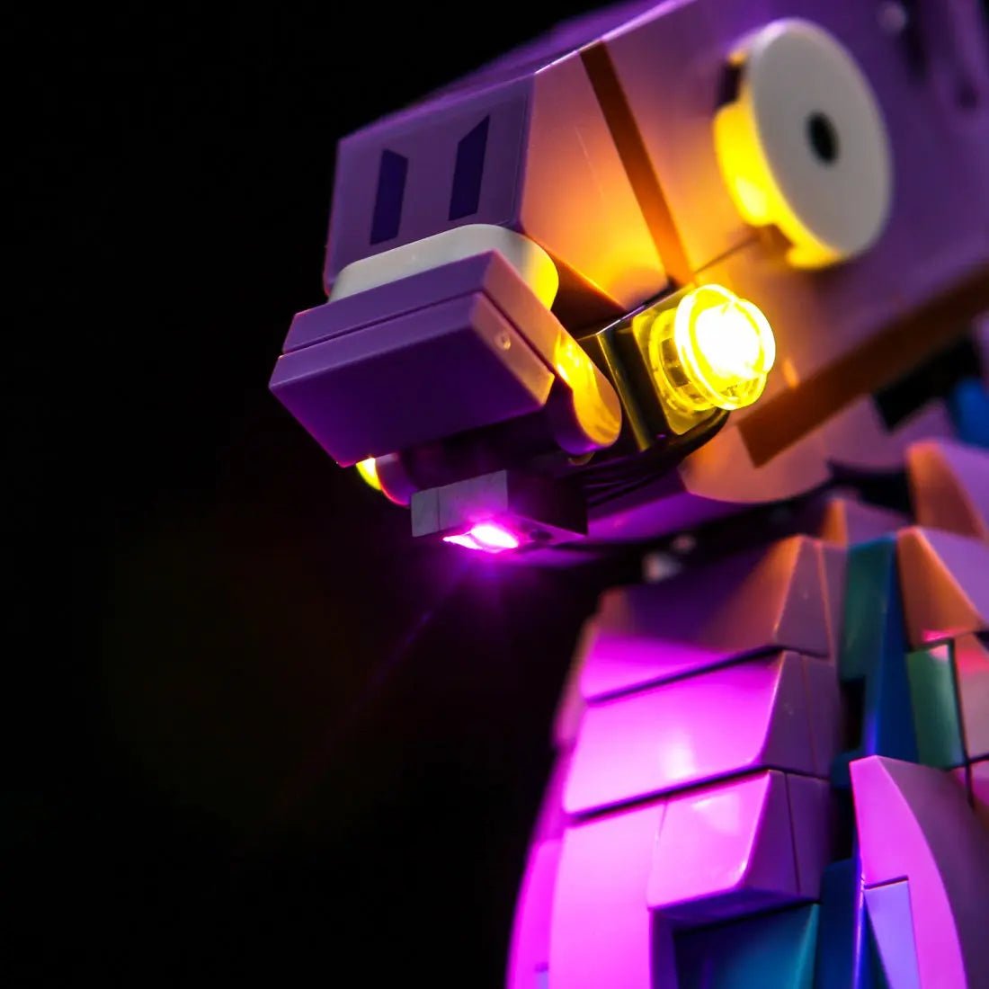 Bright My Bricks premium LED light kit for LEGO® Fortnite Supply Llama #77071 — LED kit powered on