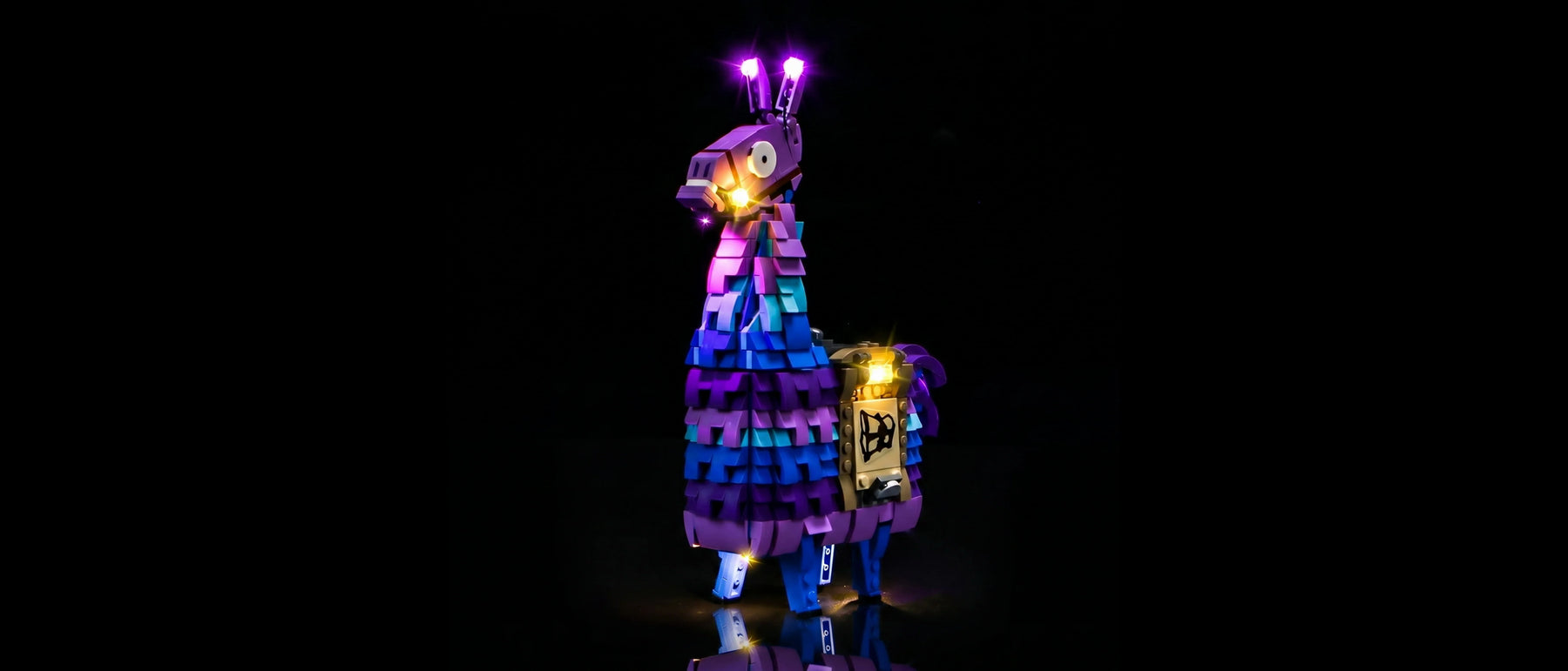 Light Kit for LEGO® Fortnite Supply Llama #77071 — lit with the LED light kit
