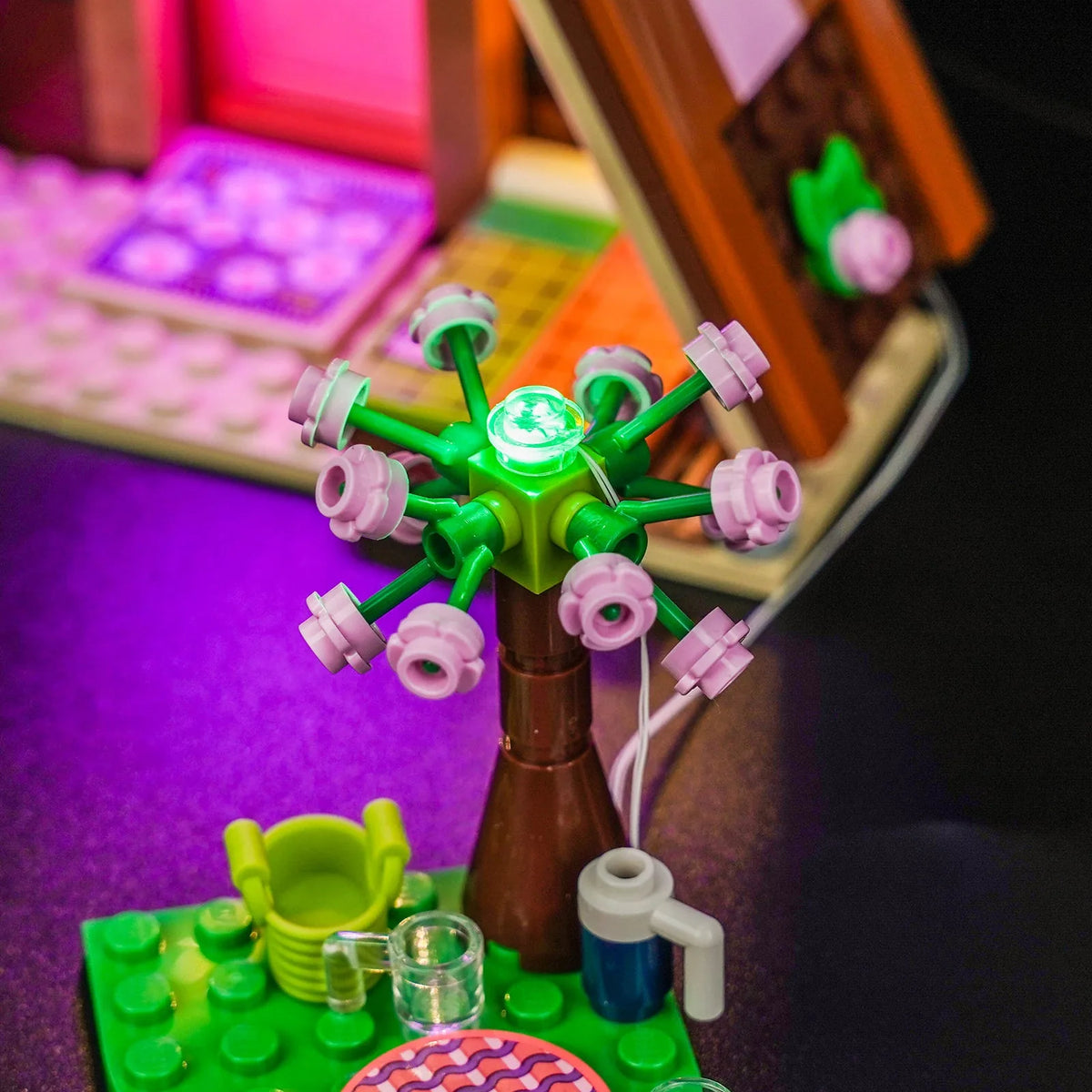 light kit for LEGO® Friends Nature Glamping Cabin #42682, display lighting in a dark room
