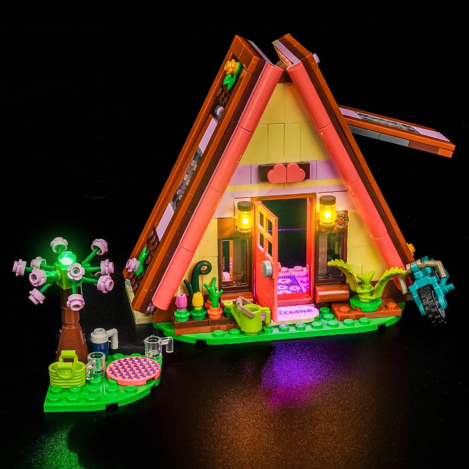 Light Kit LEGO Friends Nature Glamping Cabin #42682 display view