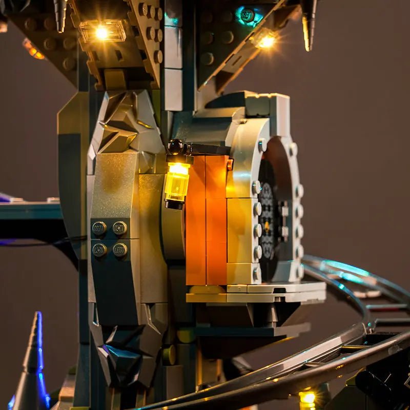 LEGO® Gringotts Wizarding Bank #76417 night-mode display glow, with the premium LED light kit