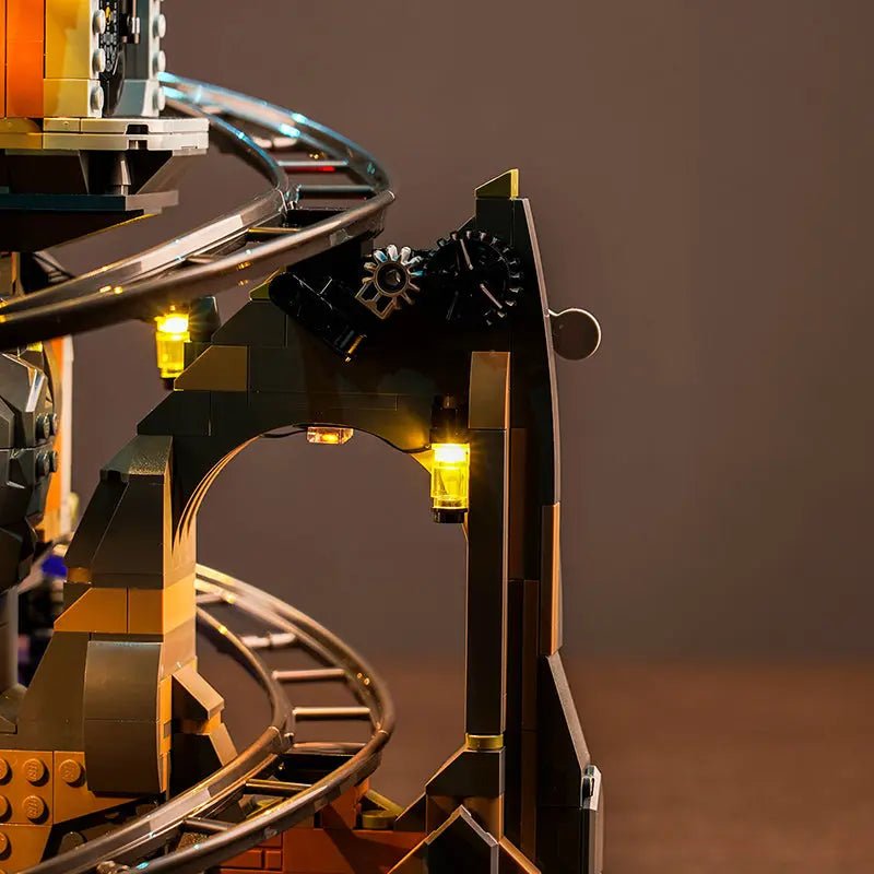 Bright My Bricks USB-powered LED light kit for LEGO® Gringotts Wizarding Bank #76417 — showcase lighting view