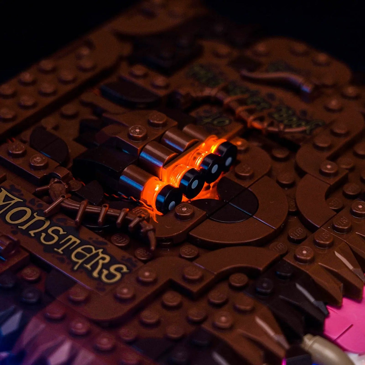 LEGO® Harry Potter Chomping Monster Book of Monsters #76449 lighting effect on the build, with the RGB LED light kit