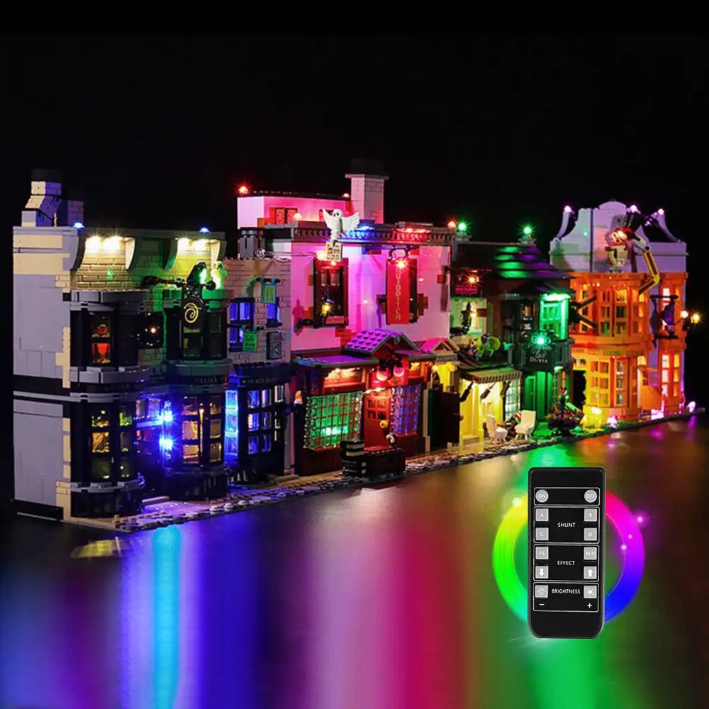 LEGO Harry Potter Diagon Alley #75978 with LED lights installed