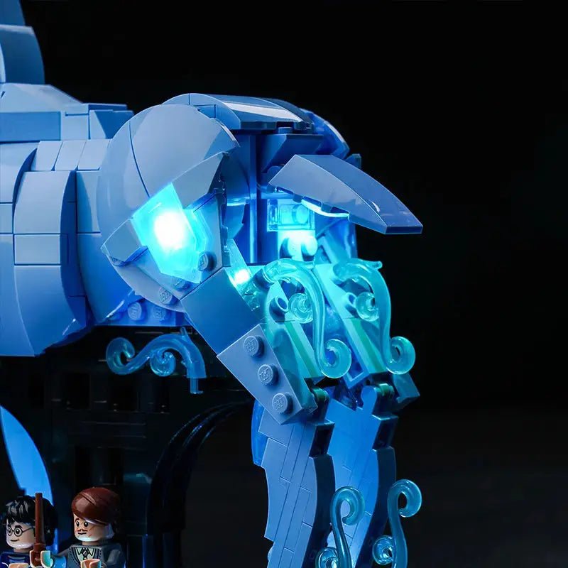 LEGO® Harry Potter Expecto Patronum #76414 installed and glowing, with the premium LED light kit