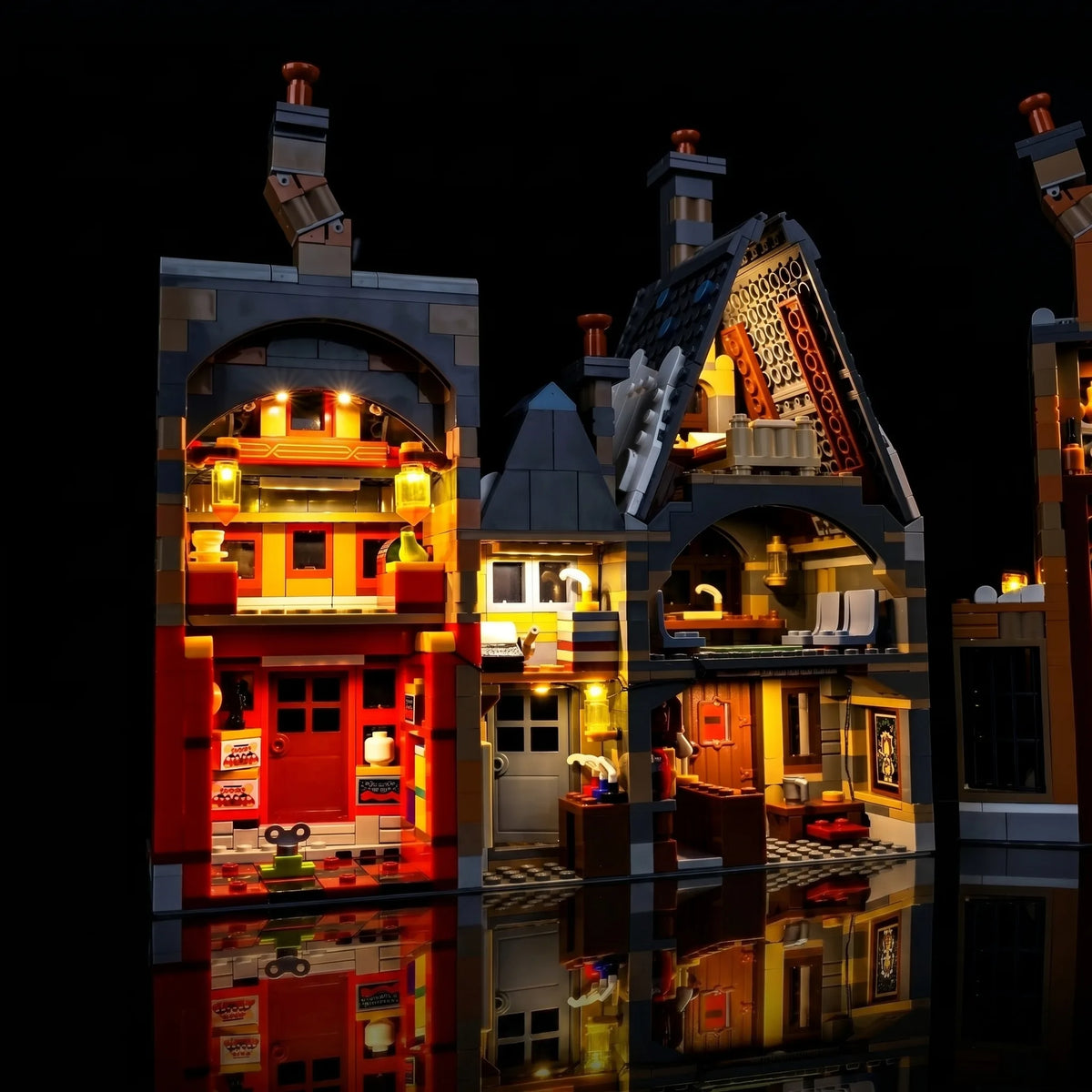 LEGO® Harry Potter Hogsmeade Village #76457 — showcase lighting view (light kit)