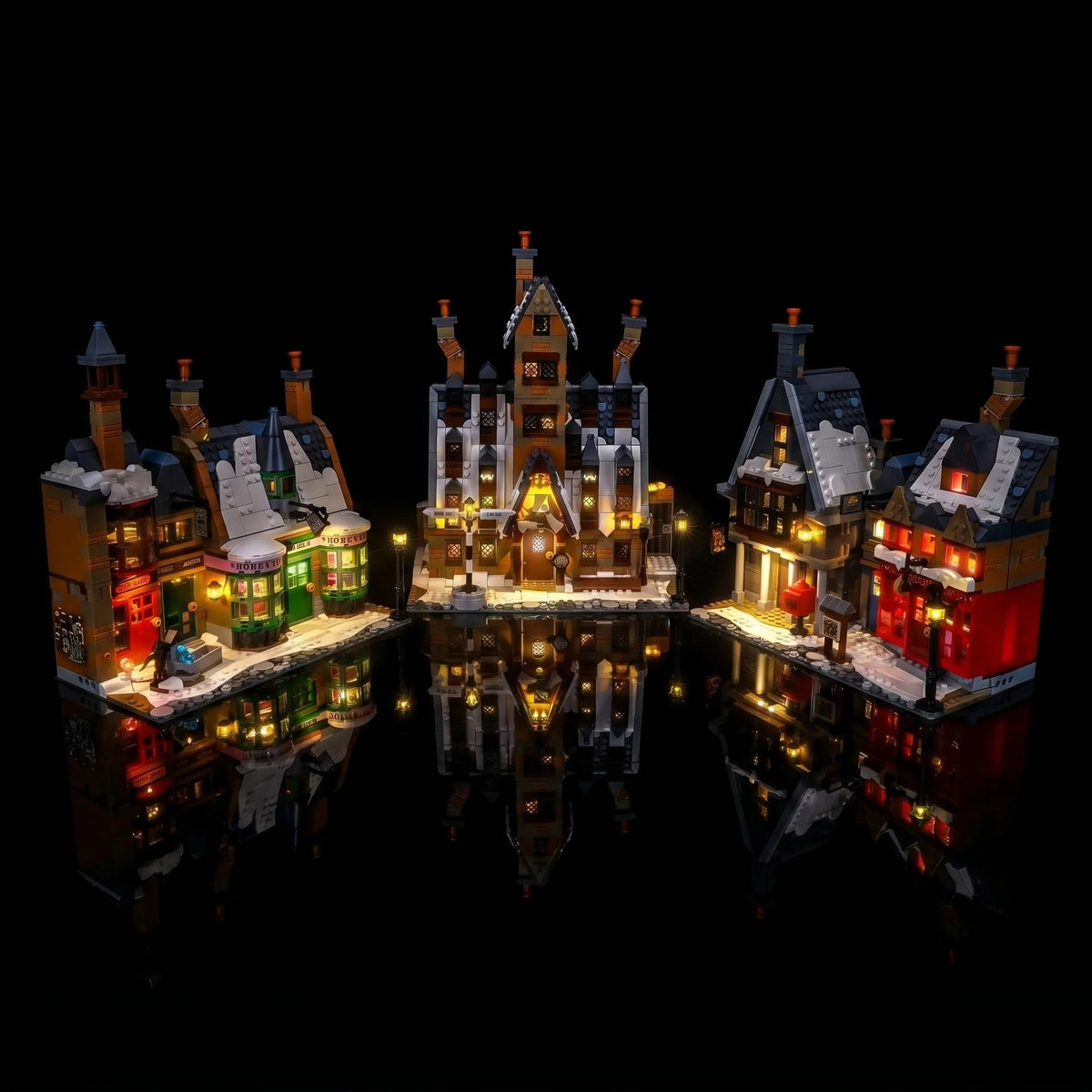 LEGO® Harry Potter Hogsmeade Village #76457 — showcase lighting view (premium LED light kit)