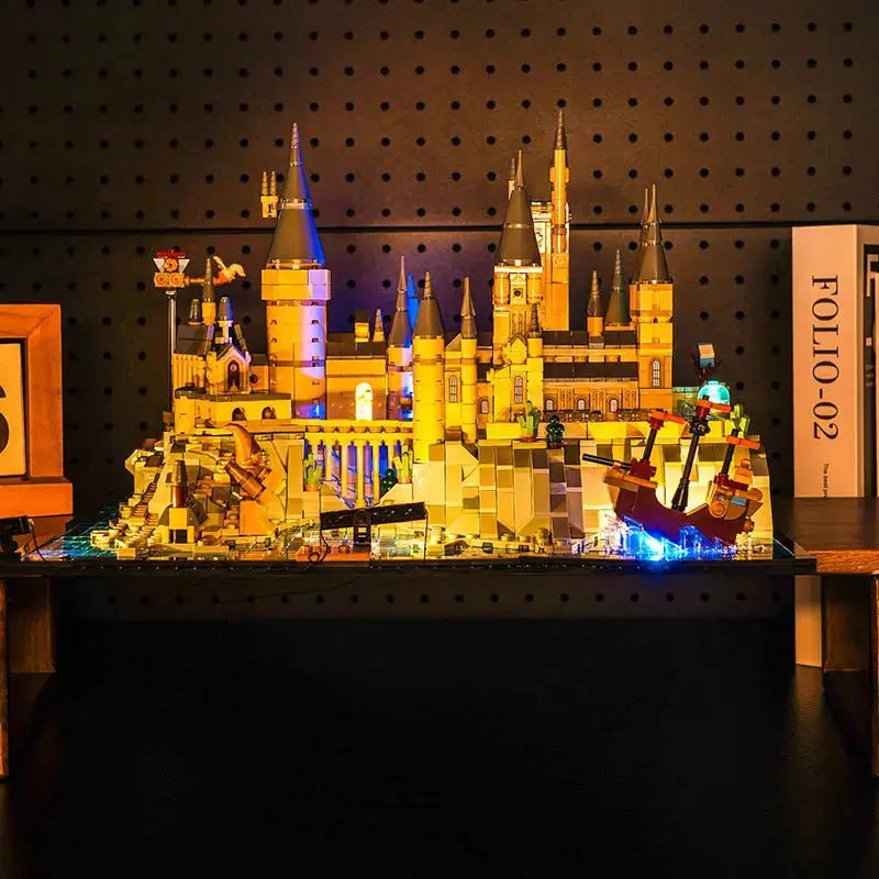 LED lighting kit for LEGO® Harry Potter Hogwarts Castle and Grounds #76419, front view fully lit